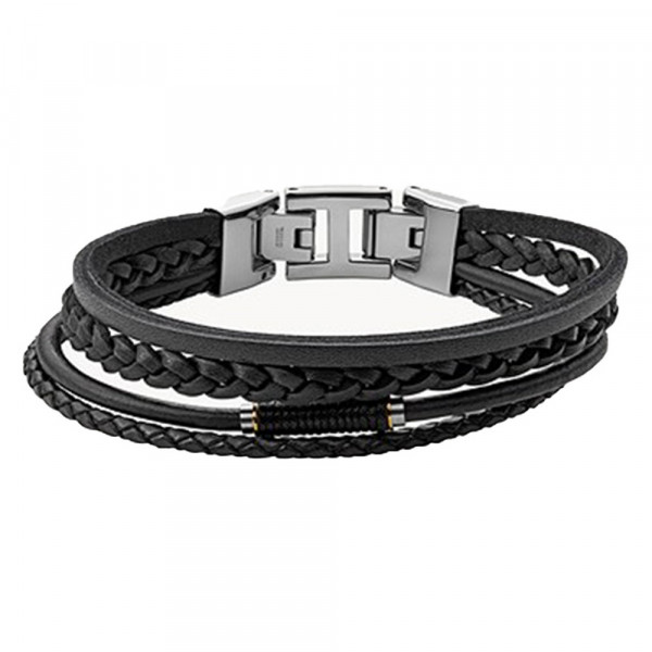 Cadeaux : Bracelet cuir noir tressé au noeud celtique fermoir acier brossé  magnétique